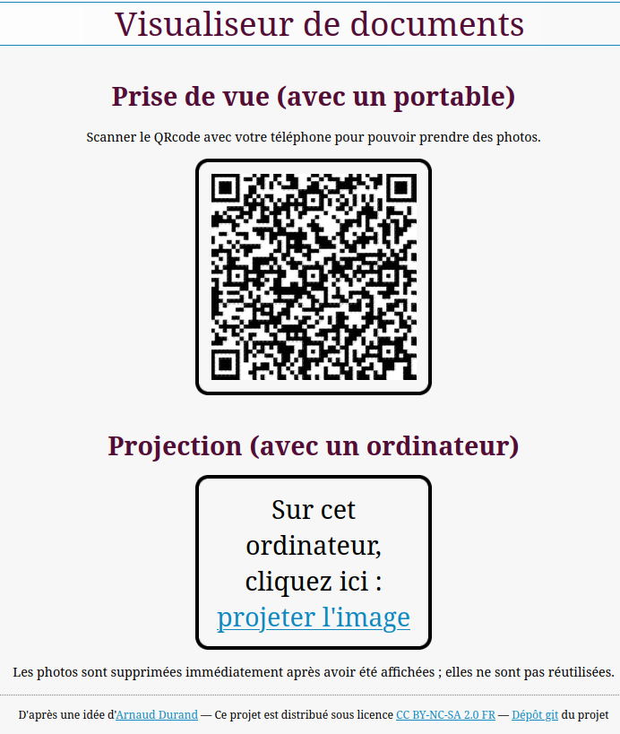 Capture d'écran de la page d'accueil